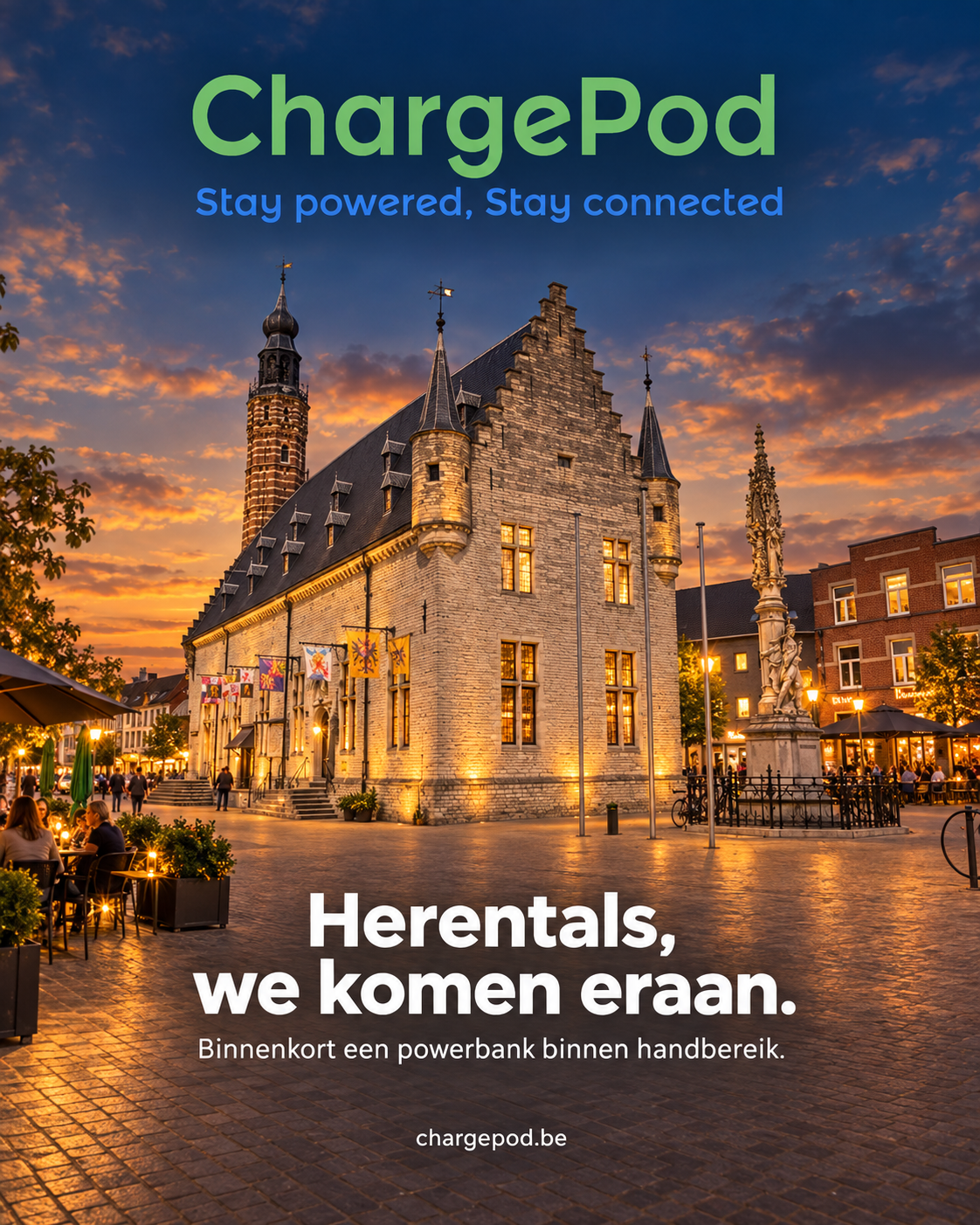 ChargePod komt naar Herentals: laad je smartphone op terwijl je geniet